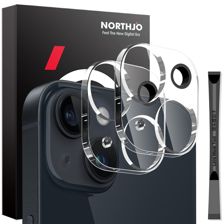 NORTHJO 2Pcs For iPhone 14 / 14 Plus Tempered Glass Camera Lens Protector Clear 3D Integrated Full Coverage