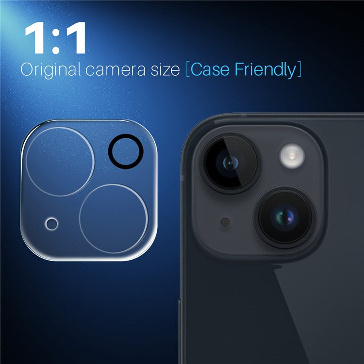 NORTHJO 2Pcs For iPhone 14 / 14 Plus Tempered Glass Camera Lens Protector Clear 3D Integrated Full Coverage