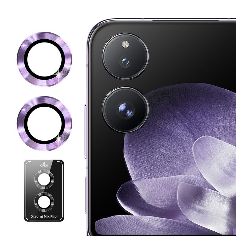 ENKAY HAT PRINCE 1Set For Xiaomi Mix Flip 5G Camera Lens Protector Metal Ring Lens Film - Purple