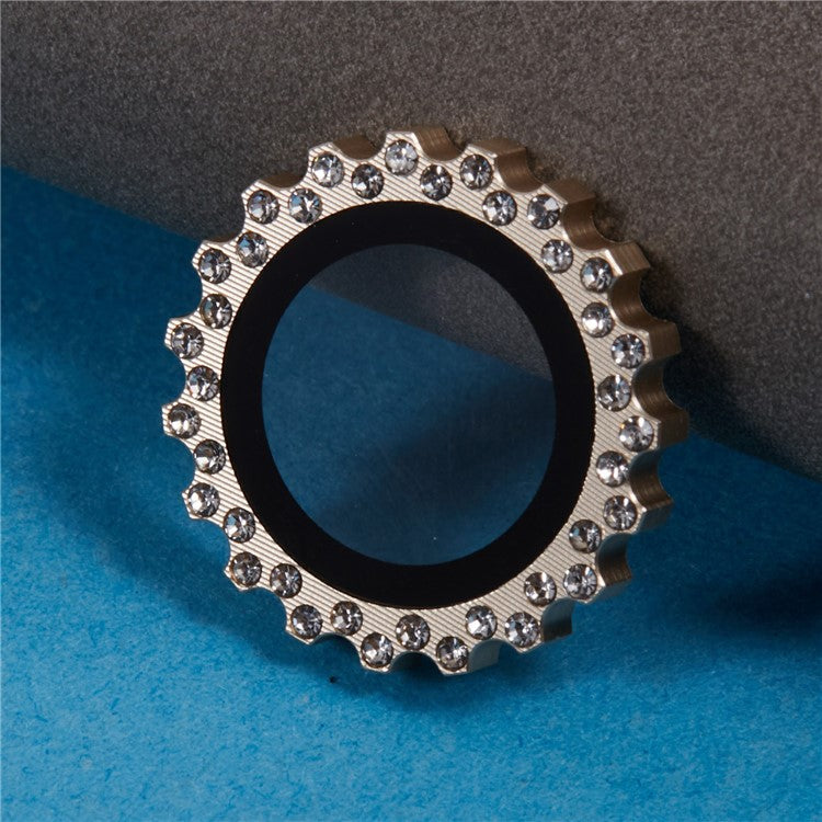 2Pcs / Set For iPhone 16 / 16 Plus Camera Lens Protector Gear Shape Rhinestone Decor Corning Gorilla Glass Lens Film - Gold