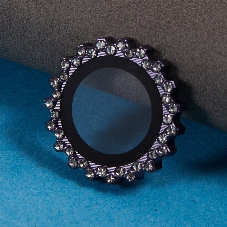 2Pcs / Set For iPhone 16 / 16 Plus Camera Lens Protector Gear Shape Rhinestone Decor Corning Gorilla Glass Lens Film - Purple