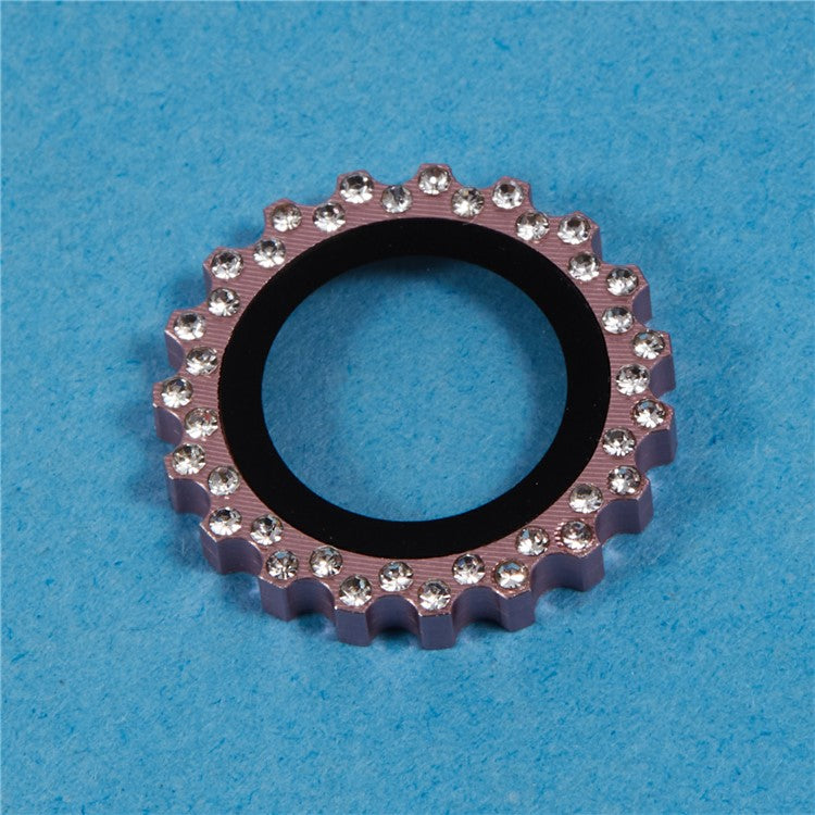 2Pcs / Set For iPhone 16 / 16 Plus Camera Lens Protector Gear Shape Rhinestone Decor Corning Gorilla Glass Lens Film - Rose Gold