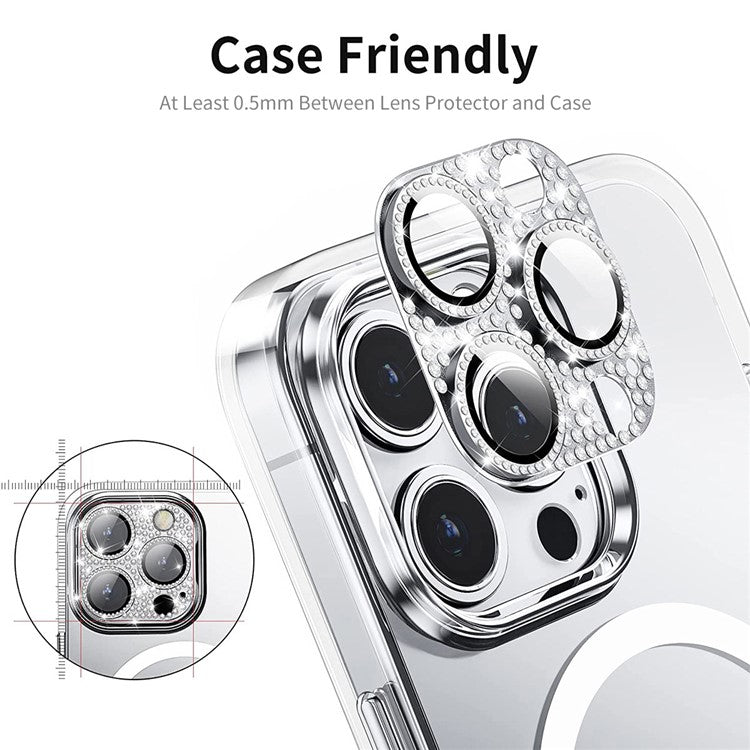 ENKAY HAT PRINCE For iPhone 16 / 16 Plus Camera Lens Protector Rhinestone Decor Metal+Tempered Glass Lens Film - Red