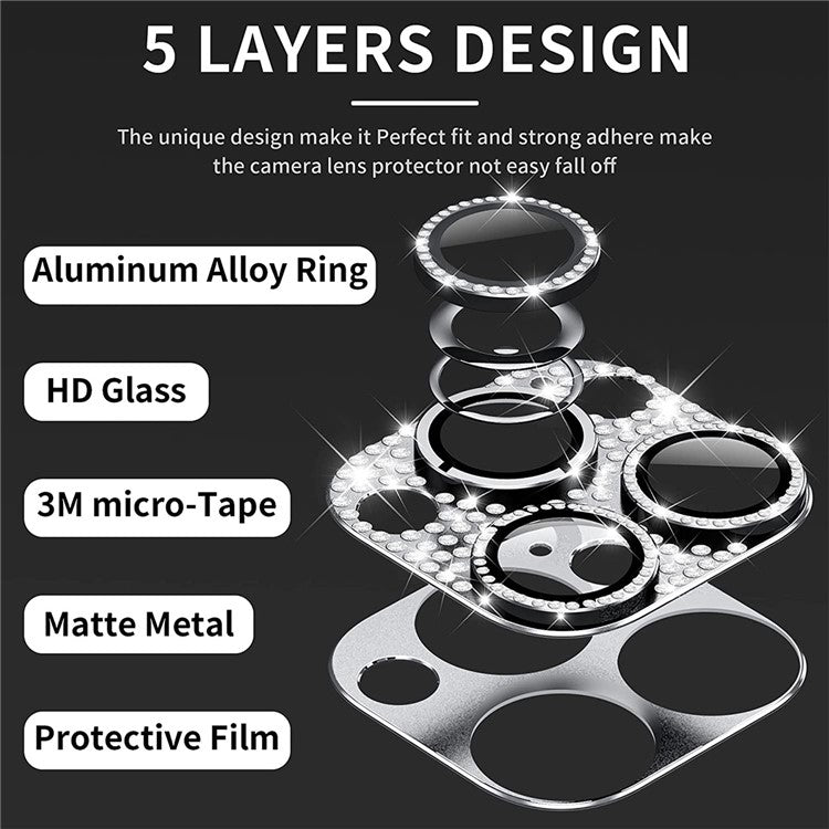 ENKAY HAT PRINCE For iPhone 16 / 16 Plus Camera Lens Protector Rhinestone Decor Metal+Tempered Glass Lens Film - Blue