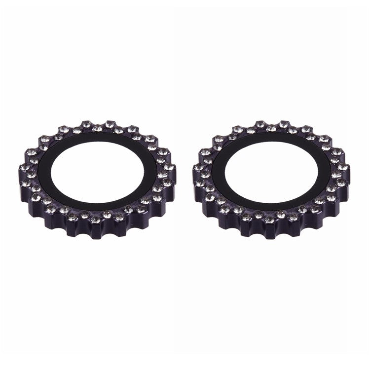 2Pcs / Set For iPhone 16 Plus / 16 Camera Lens Protector Gear Shape Rhinestone Decor Corning Gorilla Glass Lens Film - Purple