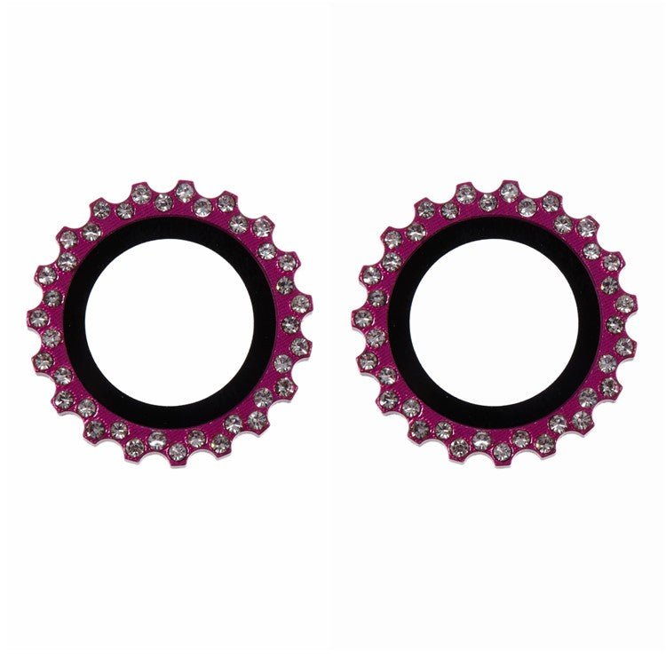2Pcs / Set For iPhone 16 Plus / 16 Camera Lens Protector Gear Shape Rhinestone Decor Corning Gorilla Glass Lens Film - Rose