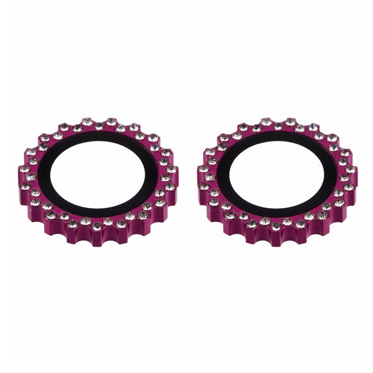 2Pcs / Set For iPhone 16 Plus / 16 Camera Lens Protector Gear Shape Rhinestone Decor Corning Gorilla Glass Lens Film - Rose
