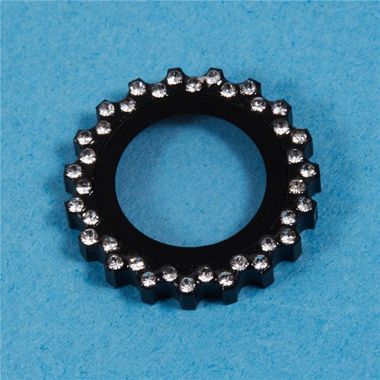 2Pcs / Set For iPhone 16 Plus / 16 Camera Lens Protector Gear Shape Rhinestone Decor Corning Gorilla Glass Lens Film - Black