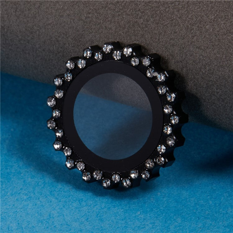 2Pcs / Set For iPhone 16 Plus / 16 Camera Lens Protector Gear Shape Rhinestone Decor Corning Gorilla Glass Lens Film - Black