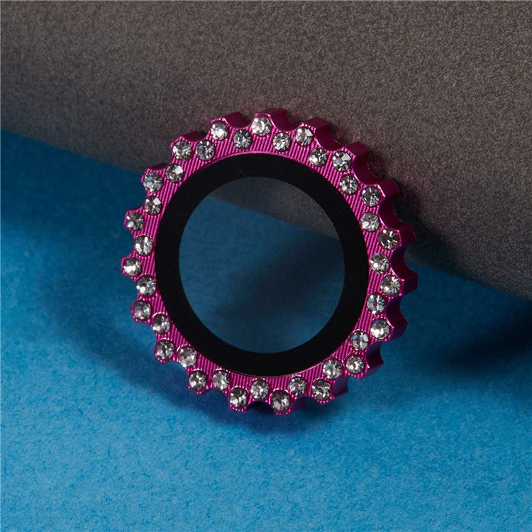 3Pcs / Set For iPhone 16 Pro / 16 Pro Max Camera Lens Protector Gear Shape Rhinestone Decor Corning Gorilla Glass Lens Film - Rose