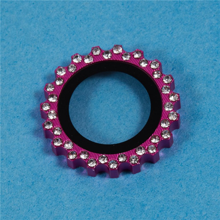 3Pcs / Set For iPhone 16 Pro / 16 Pro Max Camera Lens Protector Gear Shape Rhinestone Decor Corning Gorilla Glass Lens Film - Rose