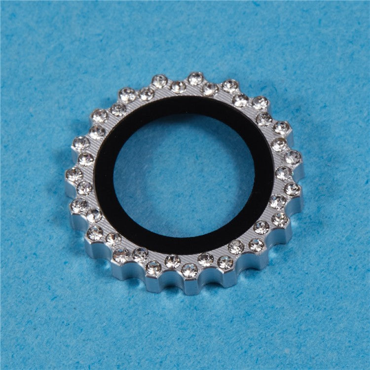 3Pcs / Set For iPhone 16 Pro / 16 Pro Max Camera Lens Protector Gear Shape Rhinestone Decor Corning Gorilla Glass Lens Film - Silver