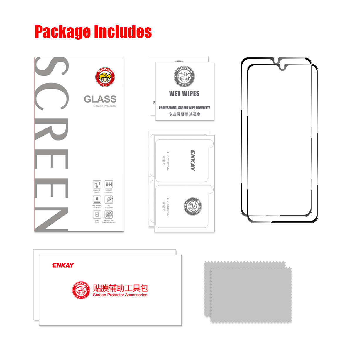 ENKAY HAT PRINCE 2Pcs For Samsung Galaxy A16 5G / A16 4G Screen Protector 0.26mm 2.5D High Aluminium-Silicon Glass Film