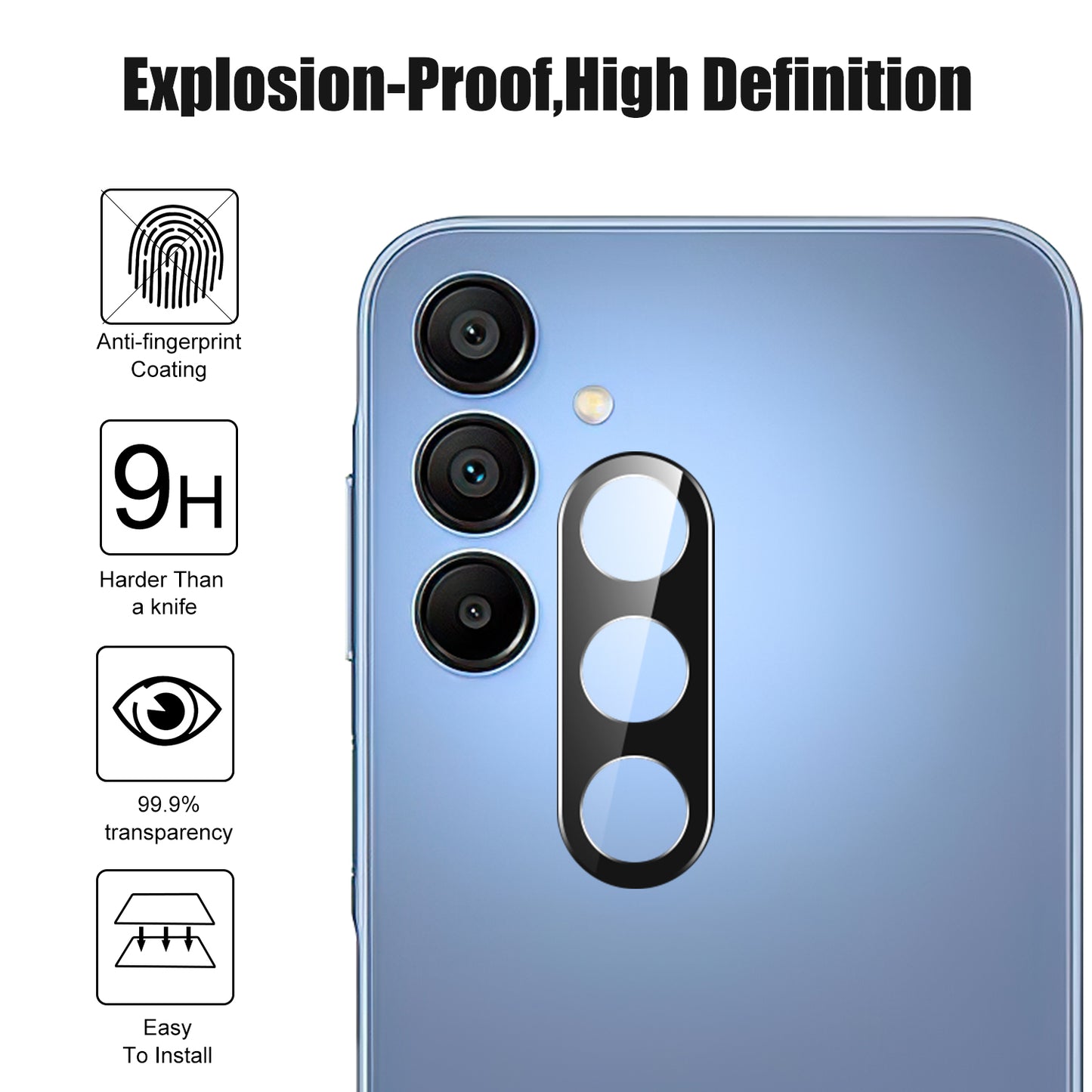 For Samsung Galaxy A16 5G / A16 4G Camera Lens Protector Black Tempered Glass Lens Film