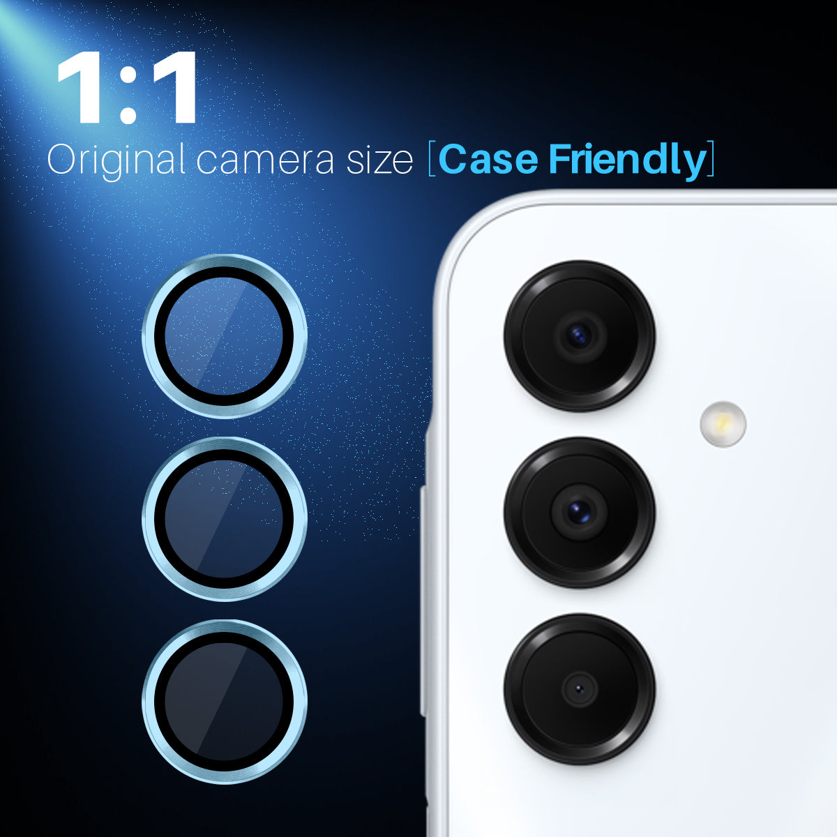 NORTHJO 1 Set For Samsung Galaxy A16 5G / A16 4G Camera Lens Flim+Tempered Glass+Metal Ring Lens Protector - Blue