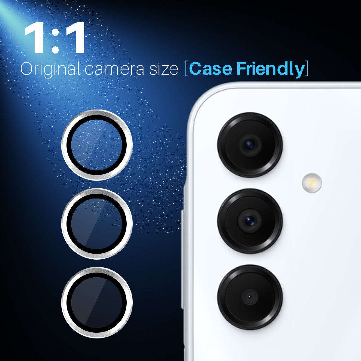 NORTHJO 1 Set For Samsung Galaxy A16 5G / A16 4G Camera Lens Flim+Tempered Glass+Metal Ring Lens Protector - Silver