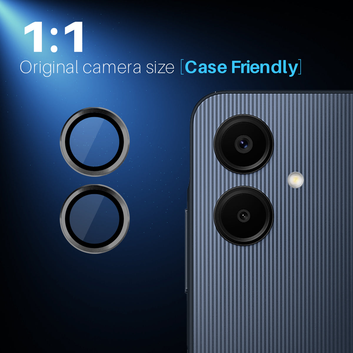 NORTHJO 1 Set For Samsung Galaxy A06 Camera Lens Flim+Tempered Glass+Metal Ring Lens Protector - Black