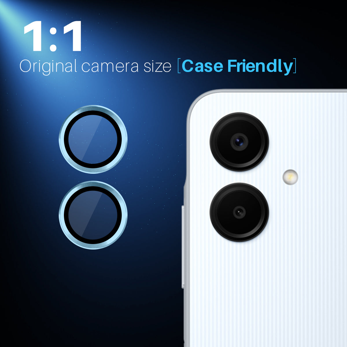 NORTHJO 1 Set For Samsung Galaxy A06 Camera Lens Flim+Tempered Glass+Metal Ring Lens Protector - Blue