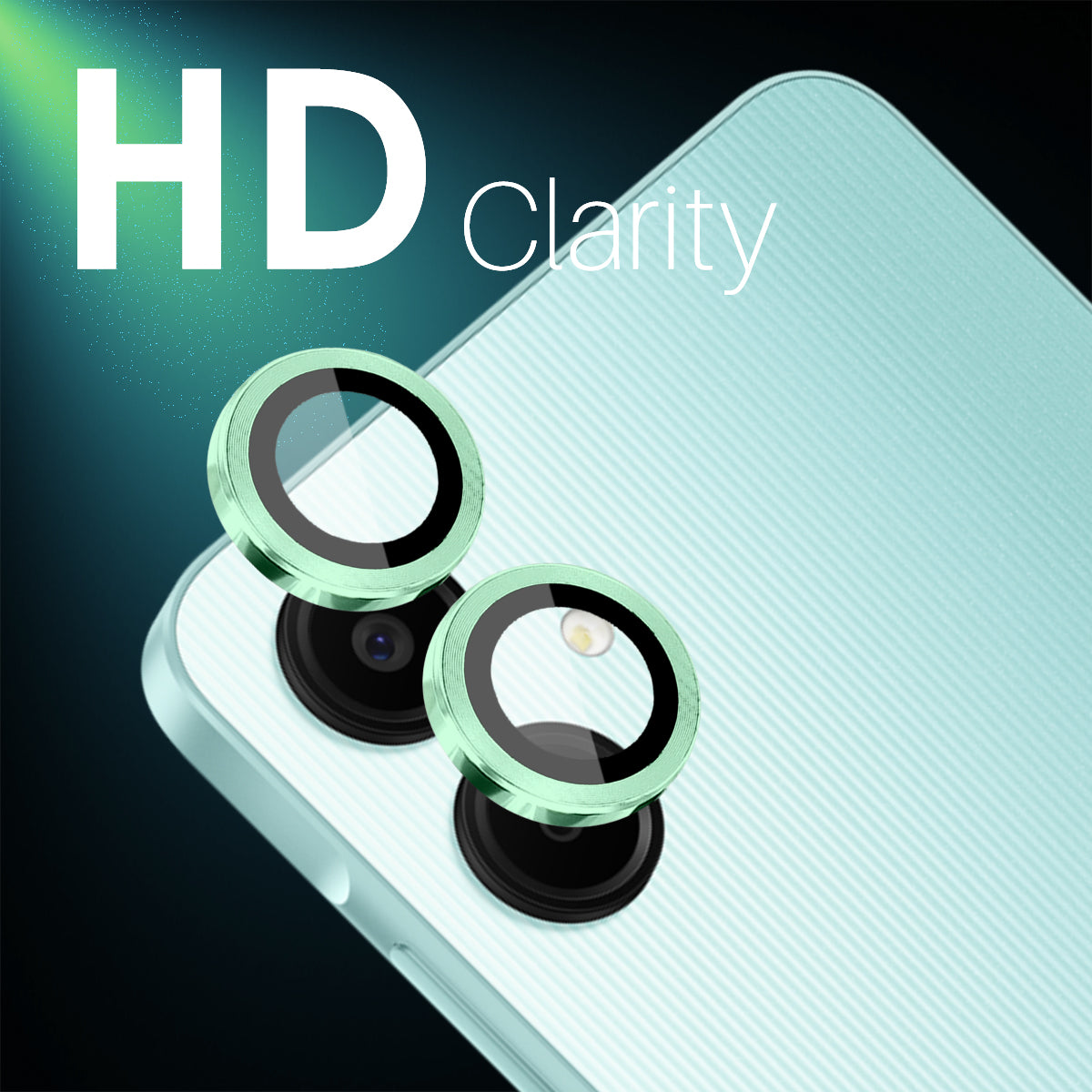NORTHJO 1 Set For Samsung Galaxy A06 Camera Lens Flim+Tempered Glass+Metal Ring Lens Protector - Green