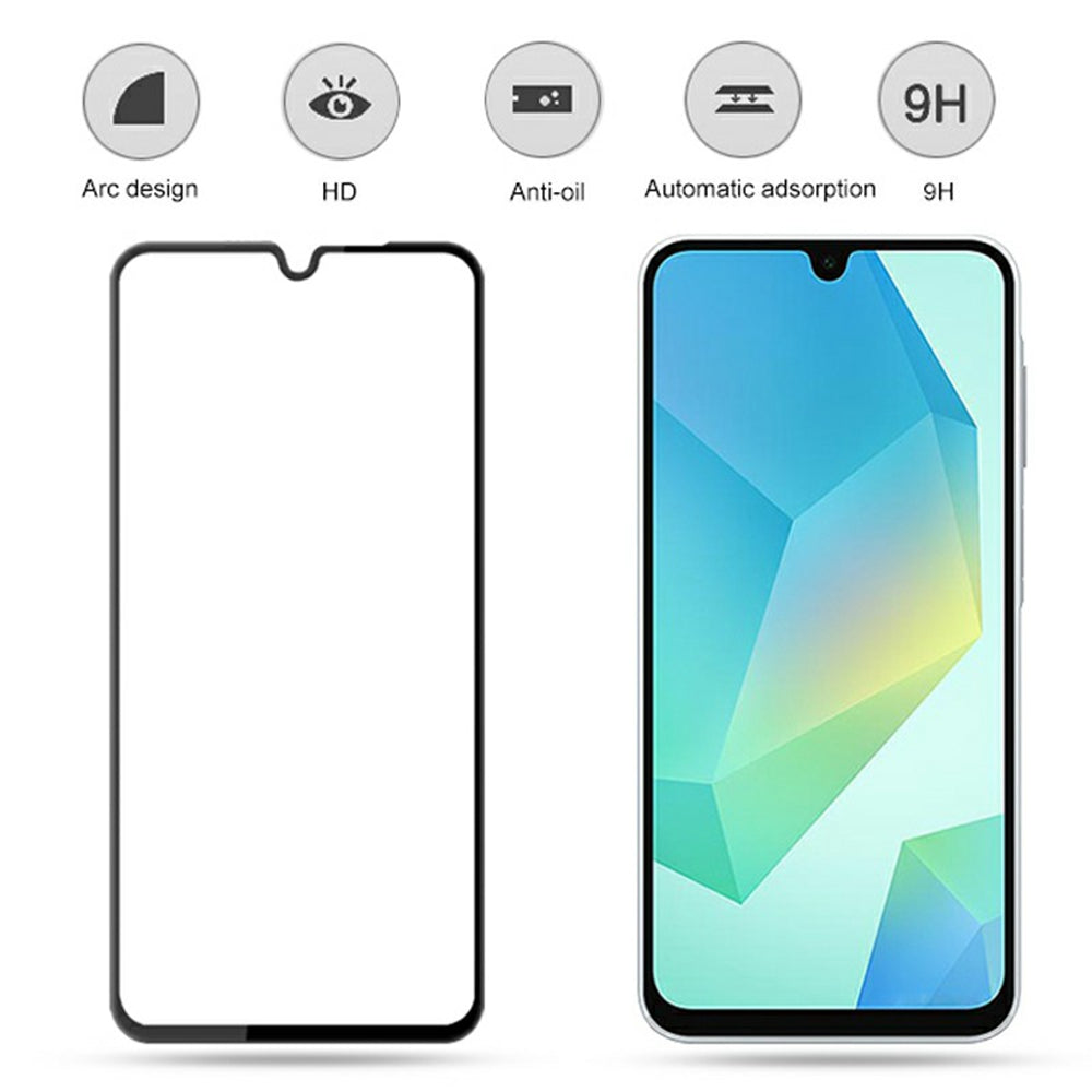 AMORUS 2Pcs For Samsung Galaxy A16 5G / A16 4G Screen Protector Shatterproof Silk Printing Tempered Glass Film - Black
