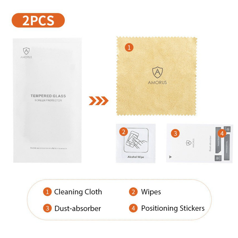 AMORUS 2Pcs For Samsung Galaxy A16 5G / A16 4G Screen Protector Shatterproof Silk Printing Tempered Glass Film - Black