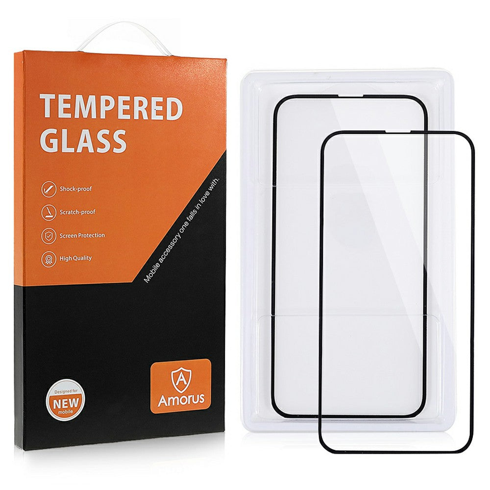 AMORUS 2Pcs For Samsung Galaxy A16 5G / A16 4G Screen Protector Shatterproof Silk Printing Tempered Glass Film - Black