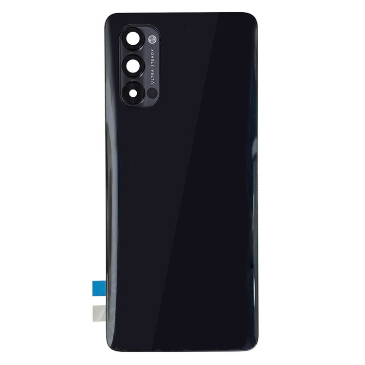 For Oppo Reno4 Pro 5G Back Battery Housing Cover with Camera Ring Lens Cover Spare Part - Black