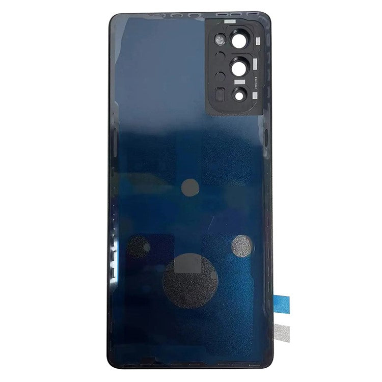 For Oppo Reno4 Pro 5G Back Battery Housing Cover with Camera Ring Lens Cover Spare Part - Black