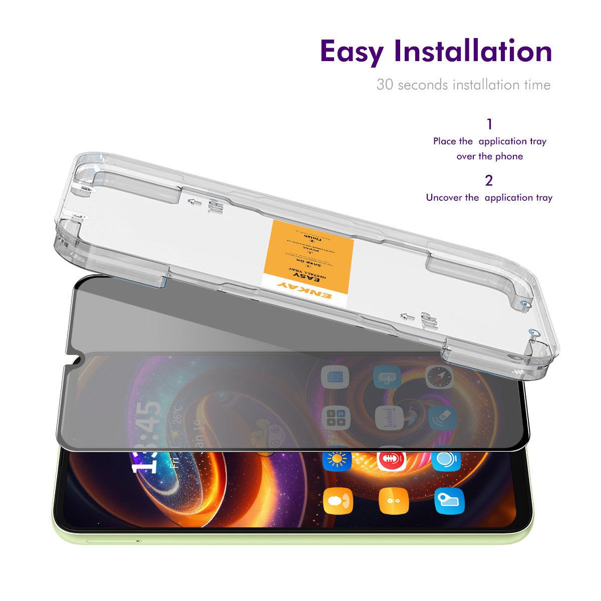 For Samsung Galaxy A06 ENKAY HAT PRINCE Screen Protector Silk Printing Film Easy to Install Anti-Spy - Grey