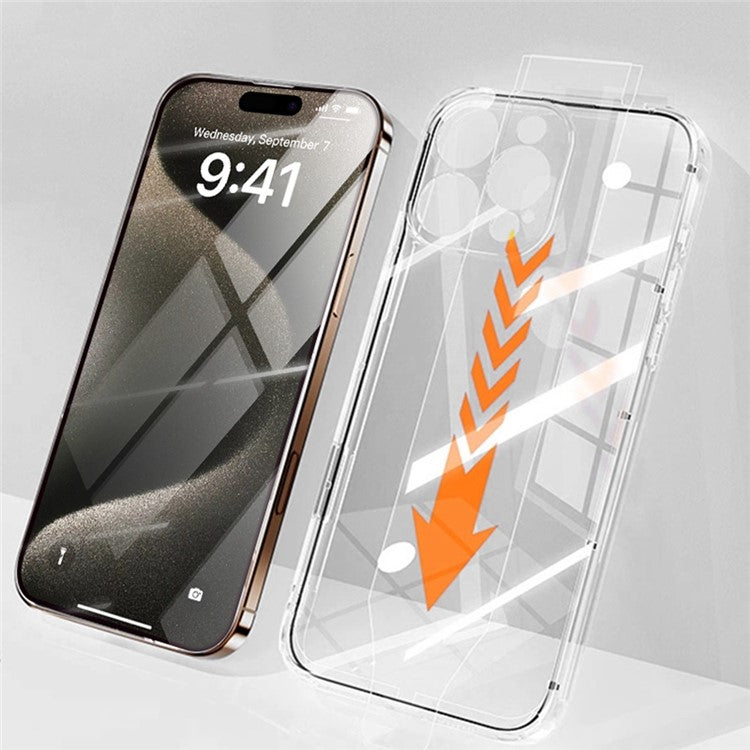 RURIHAI For iPhone 15 Pro Max Case Clear TPU Phone Cover with Easy Installation High Aluminium-Silicon Glass Film