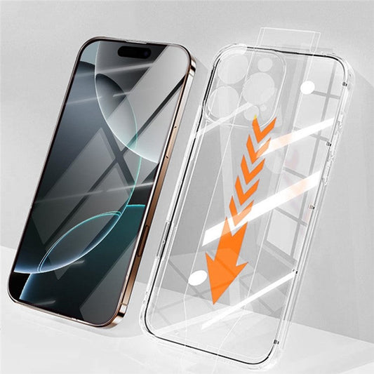 RURIHAI For iPhone 16 Pro Max Case Clear TPU Phone Cover with Easy Installation High Aluminium-Silicon Glass Film