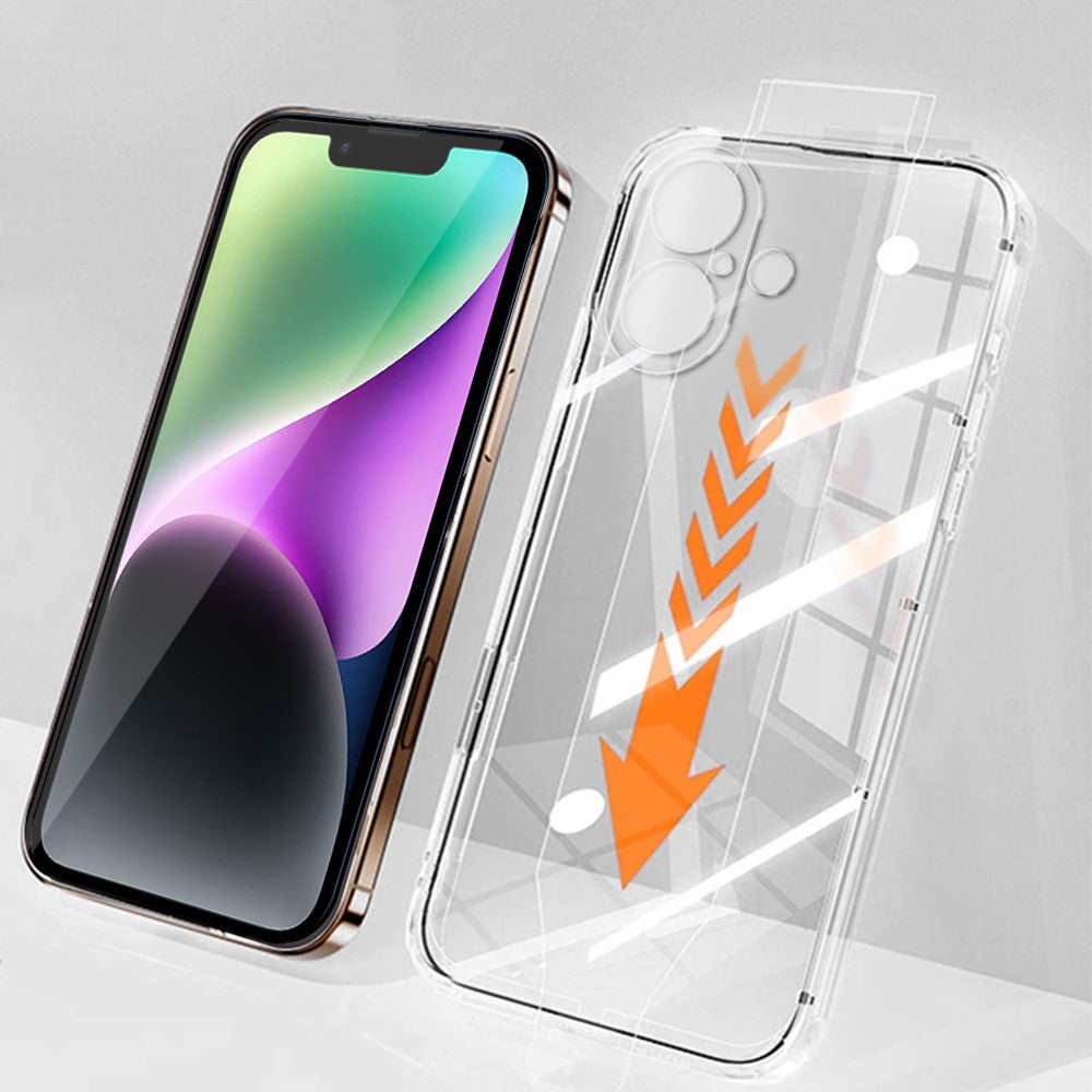 RURIHAI For iPhone 14 Plus Case Clear TPU Phone Cover with Easy Installation High Aluminium-Silicon Glass Film