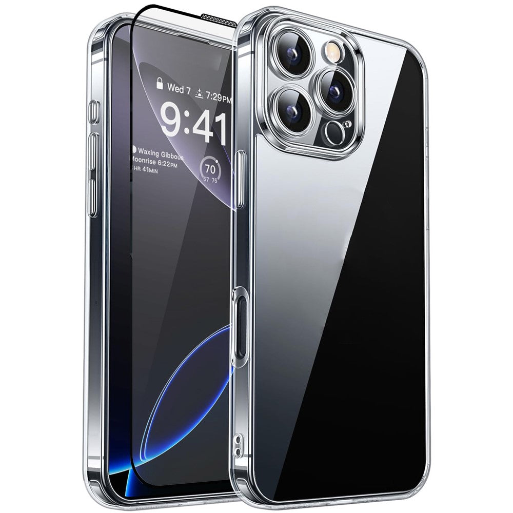 RURIHAI For Apple iPhone 13 Pro Max Case Clear TPU Phone Cover with Easy Installation High Aluminium-Silicon Glass Film