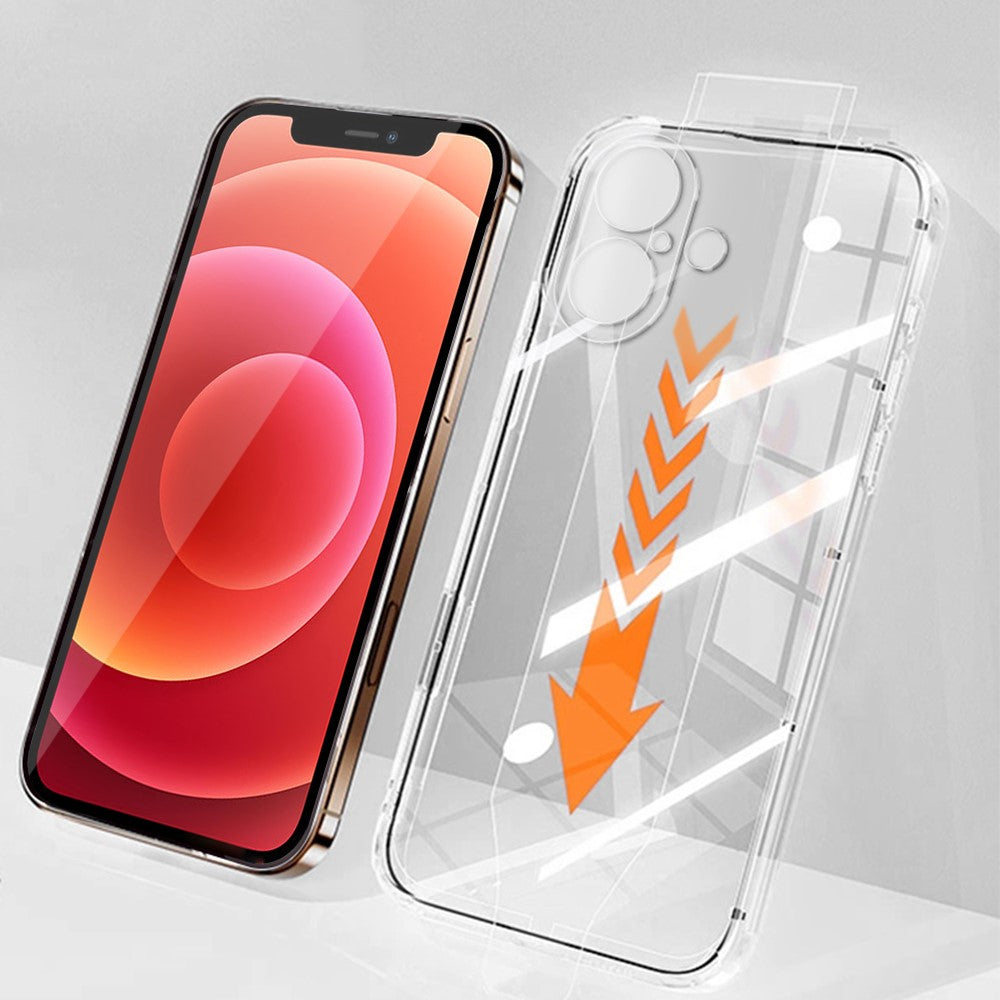 RURIHAI For iPhone 12 Case Clear TPU Phone Cover with Easy Installation High Aluminium-Silicon Glass Film