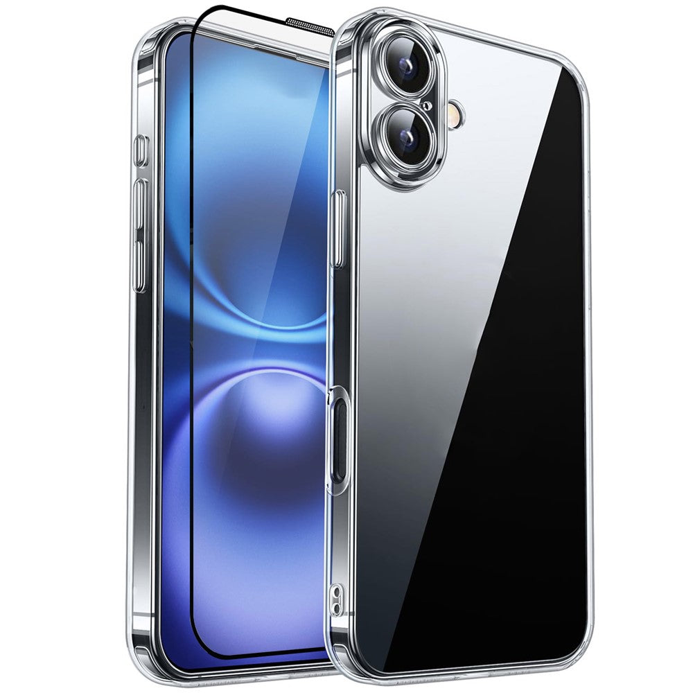 RURIHAI For iPhone 12 Case Clear TPU Phone Cover with Easy Installation High Aluminium-Silicon Glass Film