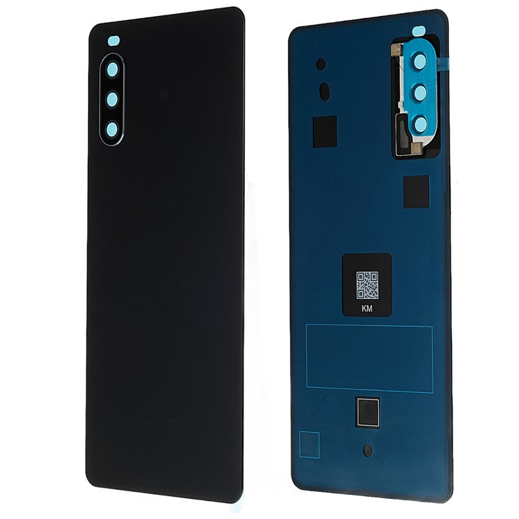 For Sony Xperia 10 III 5G OEM Battery Housing with Adhesive Sticker + Camera Lens Cover - Black