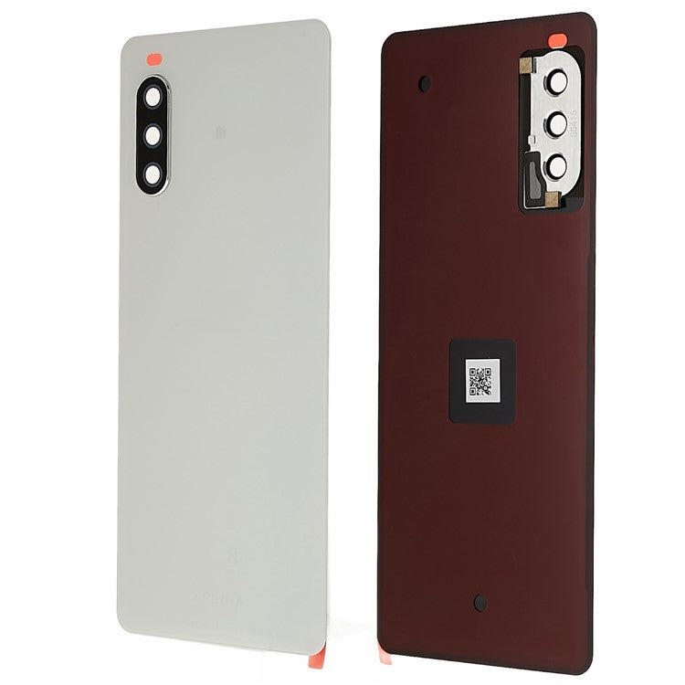 For Sony Xperia 10 III 5G OEM Battery Housing with Adhesive Sticker + Camera Lens Cover - White