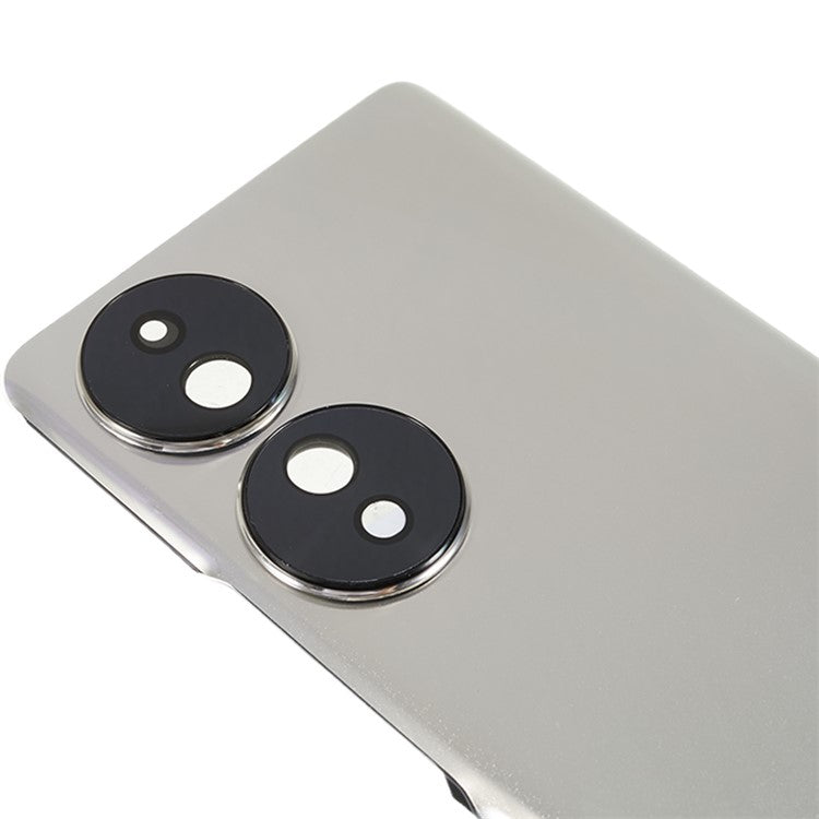 For Honor 70 5G Back Battery Housing Cover with Camera Ring Lens Cover Spare Part (without Logo) - Silver