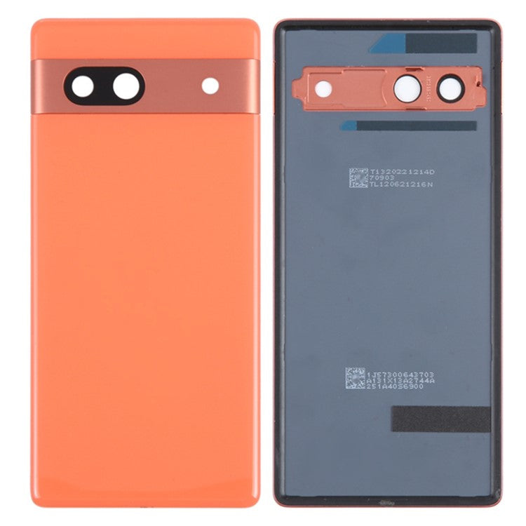 For Google Pixel 7a GWKK3 / GHL1X / G0DZQ / G82U8 OEM Battery Housing Cover Repair Part + Camera Lens Ring Cover - Orange