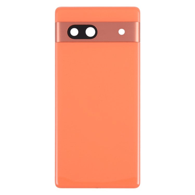 For Google Pixel 7a GWKK3 / GHL1X / G0DZQ / G82U8 OEM Battery Housing Cover Repair Part + Camera Lens Ring Cover - Orange