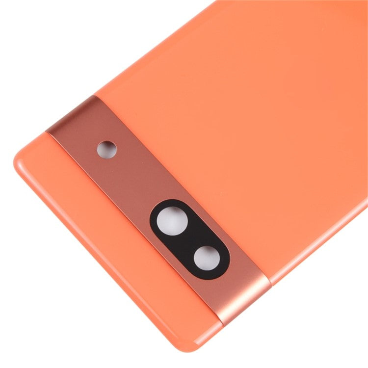 For Google Pixel 7a GWKK3 / GHL1X / G0DZQ / G82U8 OEM Battery Housing Cover Repair Part + Camera Lens Ring Cover - Orange