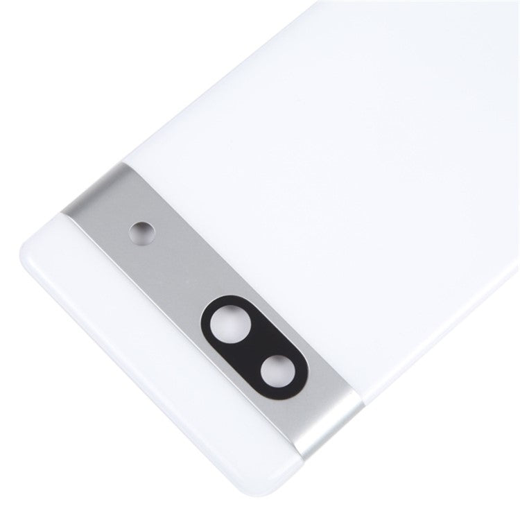 For Google Pixel 7a GWKK3 / GHL1X / G0DZQ / G82U8 OEM Battery Housing Cover Repair Part + Camera Lens Ring Cover - White