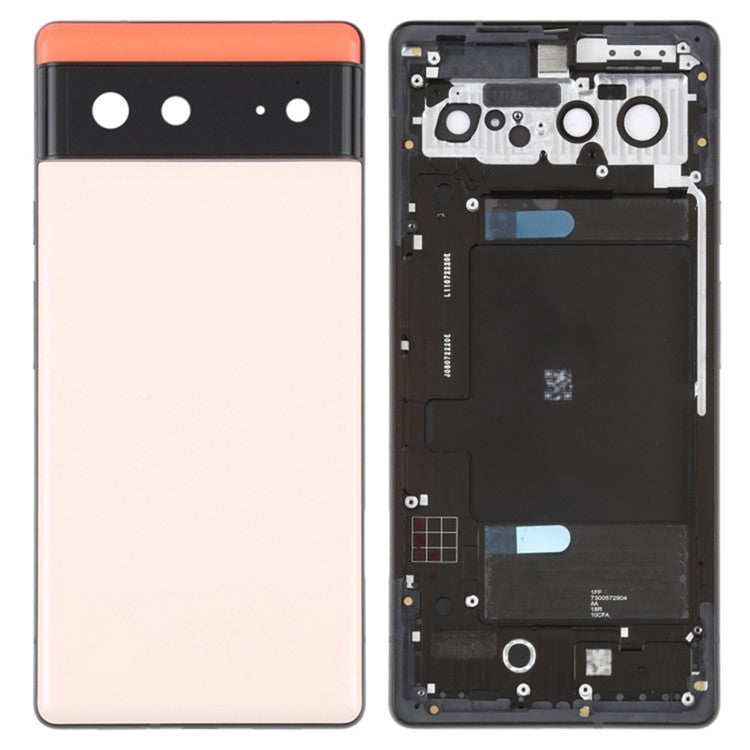 For Google Pixel 6 Back Battery Housing Cover+Middle Plate Frame Replacement - Pink