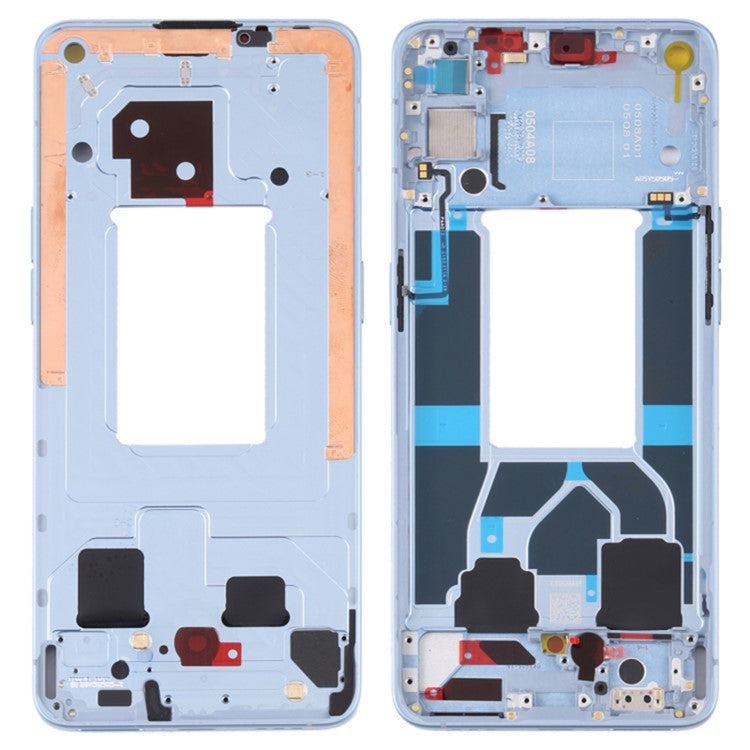 For Oppo Reno6 5G Cell Phone Middle Plate Frame Repair Part (A-Side) (without Logo) - Blue