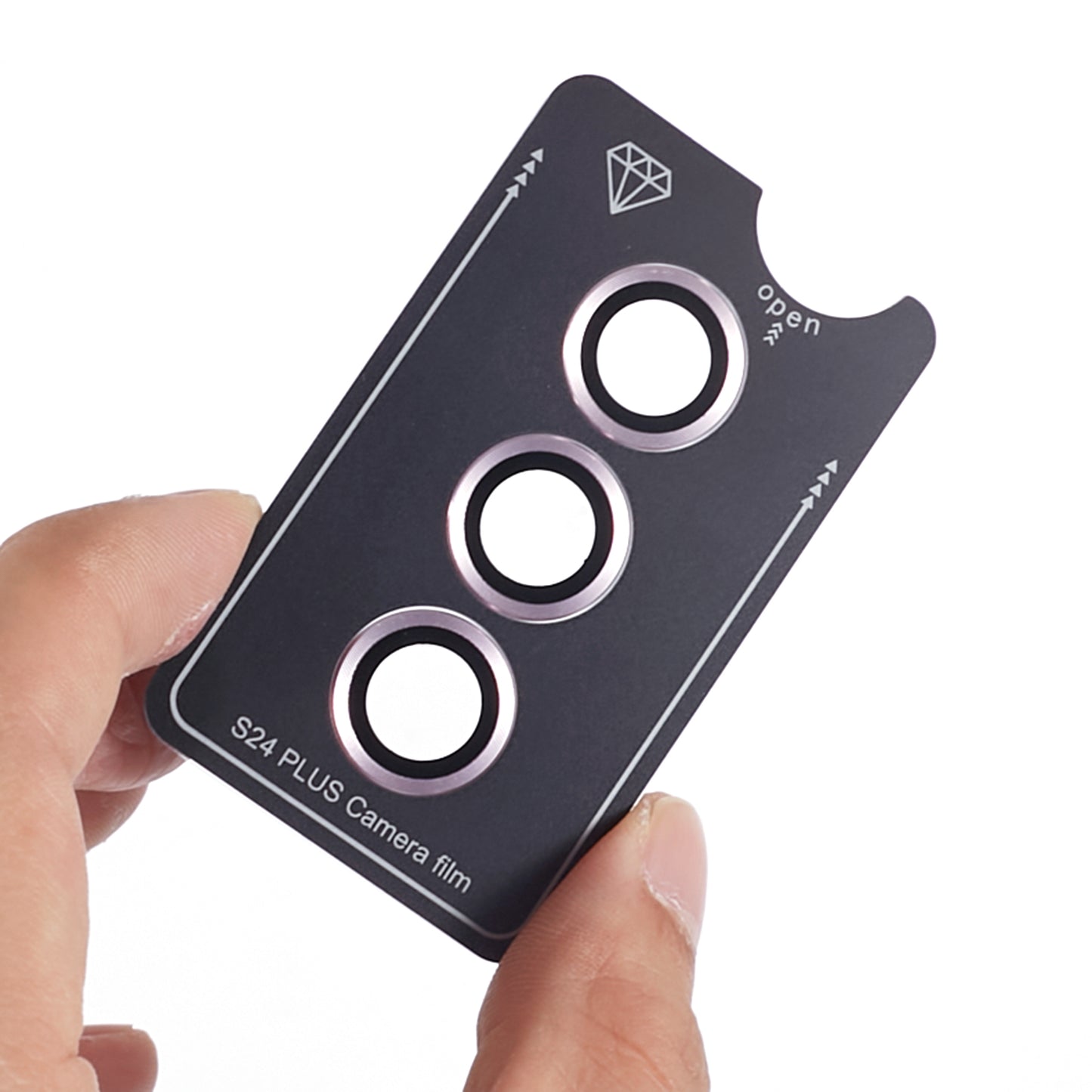 For Samsung Galaxy S24+ 1 Set Camera Lens Protector Metal + Tempered Glass Film - Pink