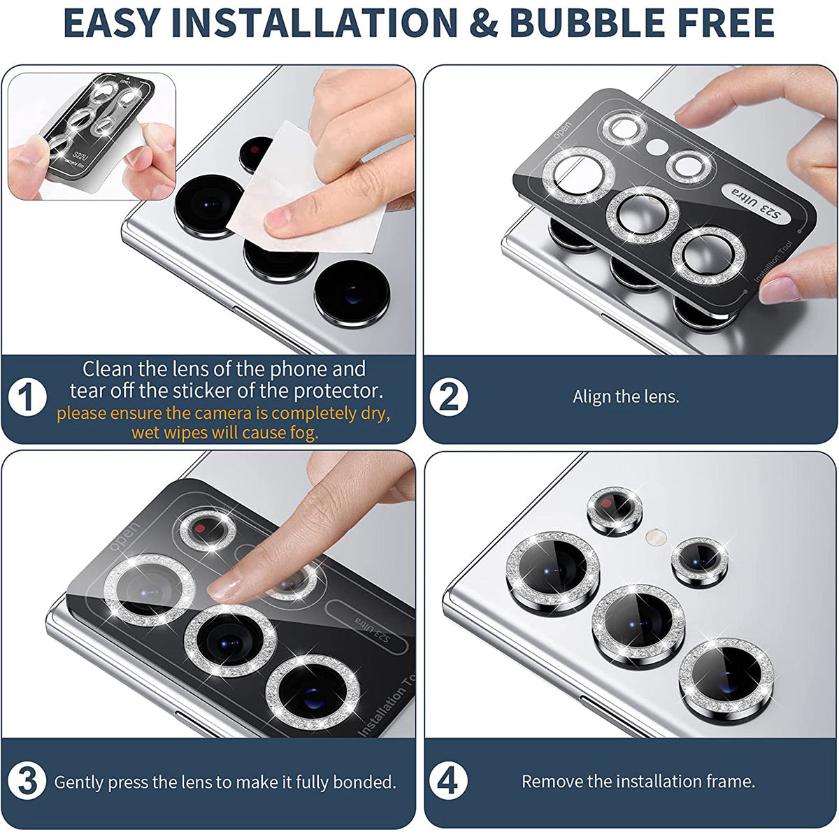 ENKAY HAT PRINCE For Samsung Galaxy S24 Ultra Camera Lens Protector Aluminum Alloy Glitter Ring Lens Film - Silver