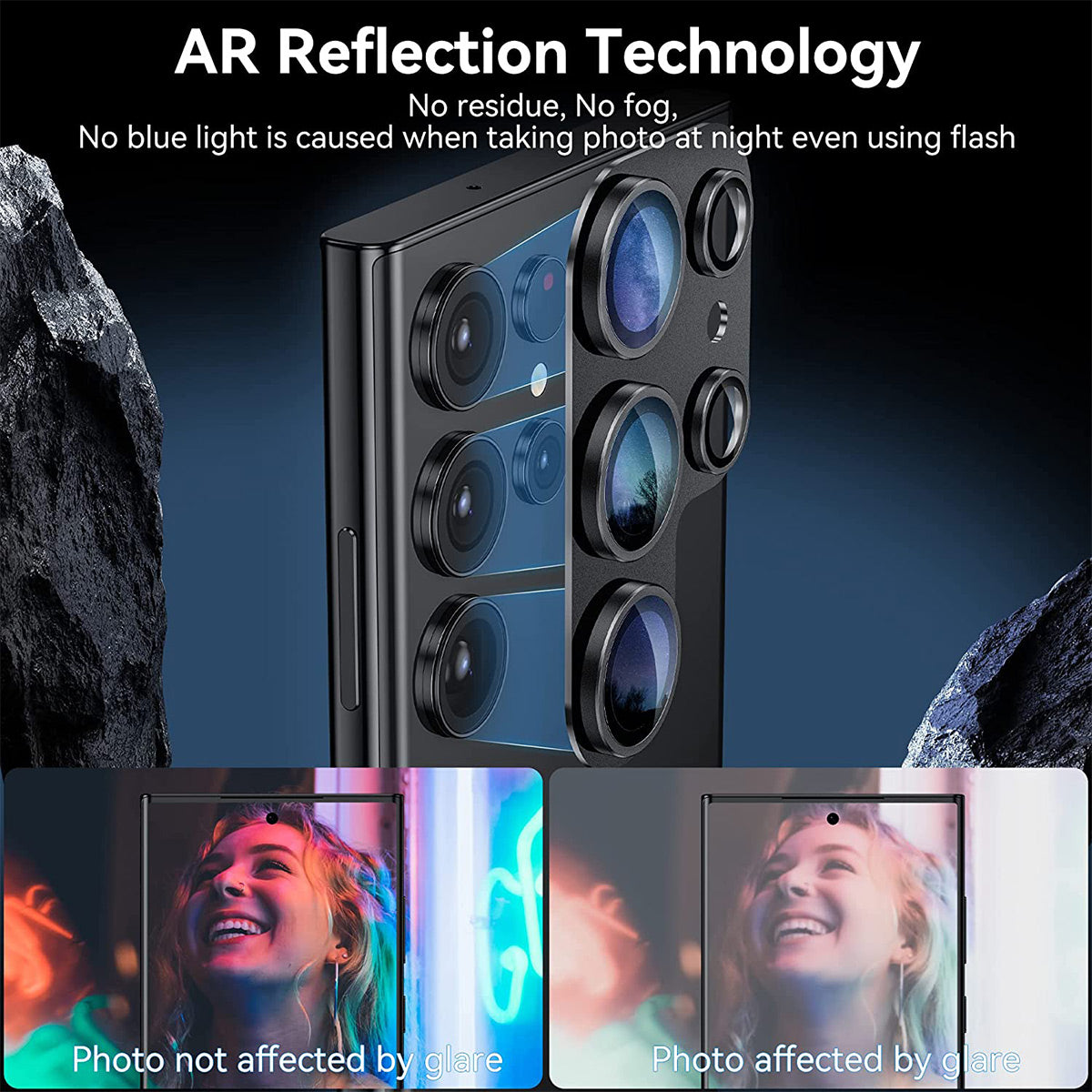 ENKAY HAT PRINCE For Samsung Galaxy S24 Ultra Camera Lens Protector AR HD Clear Lens Film - Black