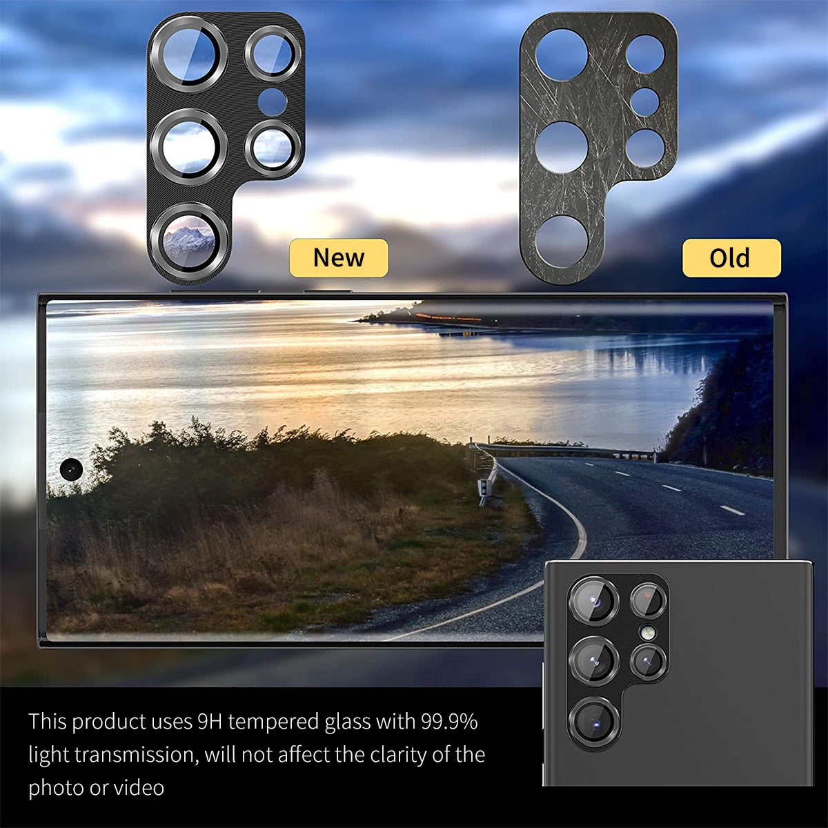 ENKAY HAT PRINCE For Samsung Galaxy S24 Ultra Camera Lens Protector Aluminium Alloy + Tempered Glass Anti-Scratch - Black