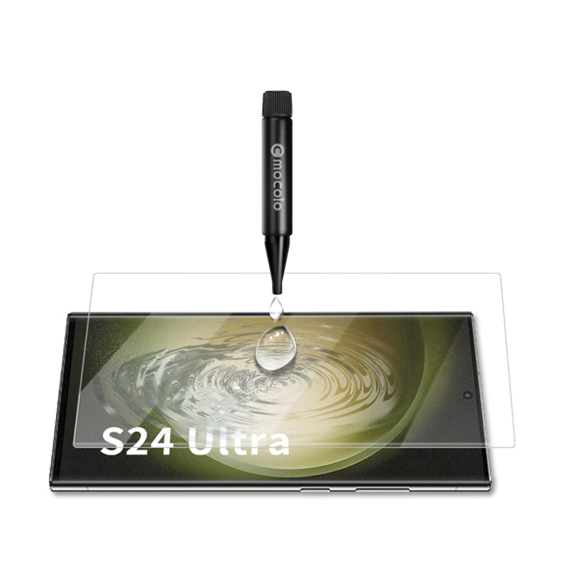 AMORUS For Samsung Galaxy S24 Ultra Screen Protector UV Liquid Adhesive Full Coverage 3D Curved Tempered Glass Film