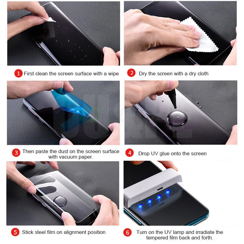 AMORUS For Samsung Galaxy S24 Ultra Screen Protector UV Liquid Adhesive Full Coverage 3D Curved Tempered Glass Film